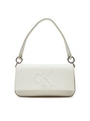 Calvin Klein Torebka Sculpted Flap Shoulder Pouch LV04K3148G Biały. Białe torebki klasyczne Calvin Klein, bez wzorów, ze skóry, bez dodatków. Za 309.99 zł.