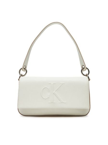 Calvin Klein Torebka Sculpted Flap Shoulder Pouch LV04K3148G Biały. Białe torebki klasyczne Calvin Klein, bez wzorów, ze skóry, bez dodatków. Za 399.99 zł.
