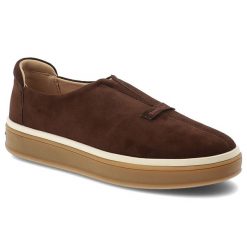 Mokasyny damskie Daniel Lopez, zamszowa cholewka wsuwany fason minimalistyczny design gruba elastyczna podeszwa okrągły nosek, brązowe, TT2D4083. Brązowe mokasyny Daniel Lopez, bez wzorów, z zamszu, z okrągłym noskiem. Za 289.00 zł.