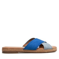 Klapki Tamaris. Niebieskie klapki Tamaris, bez wzorów, bez obcasa, bez zapięcia. Za 349.99 zł.