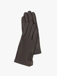 Brązowe rękawiczki ze skóry licowej. Brązowe rękawiczki Ryłko, bez wzorów, ze skóry, eleganckie. Za 129.99 zł.