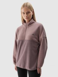 4F Polar ze stójką oversize damski - beżowy XL. Brązowe bluzy z polaru 4f, na zimę, xl, bez wzorów, z dzianiny, snowboardowy. W wyprzedaży za 99.99 zł.