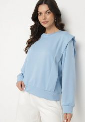 Jasnoniebieska Bluza z Wiskozą z Podkreśloną Linią Ramion Alithra. Niebieskie bluzy Born2be, z aplikacjami, z jeansu, bez kaptura. W wyprzedaży za 72.24 zł.