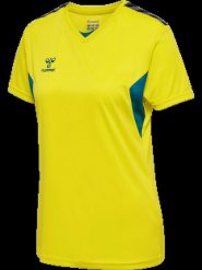 Hummel Koszulka T-shirt S/S hmlAUTHENTIC PL JERSEY S/S WOMAN. Niebieskie t-shirty sportowe Hummel, s, bez wzorów, z jersey, bez ramiączek. Za 142.00 zł.