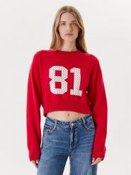 Guess Sweter W5YR33 Z3HM1 Czerwony Regular Fit. Czerwone swetry Guess, m, z aplikacjami, z bawełny, bez ramiączek. Za 349.99 zł.