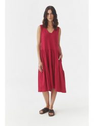 TATUUM Sukienka w kolorze czerwonym rozmiar: XL. Czerwone sukienki Tatuum, xl, bez wzorów, z bawełny, bez kołnierzyka, bez ramiączek, midi, rozkloszowane. Za 145.60 zł.