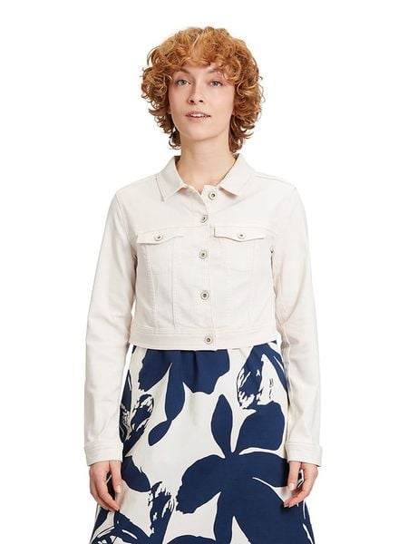 CARTOON Kurtka dżinsowa w kolorze kremowym rozmiar: 40. Brązowe kurtki Cartoon, bez wzorów, z bawełny, bez kaptura. Za 83.22 zł.