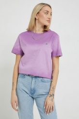 Chiara Ferragni t-shirt bawełniany kolor fioletowy. Fioletowe t-shirty Chiara Ferragni, l, z aplikacjami, z bawełny, bez kołnierzyka, bez ramiączek. W wyprzedaży za 279.99 zł.