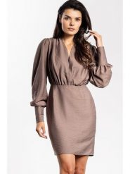 Awama Sukienka w kolorze szarobrązowym rozmiar: S. Brązowe sukienki Awama, s, bez wzorów, bez kołnierzyka, bez ramiączek, mini. Za 159.99 zł.