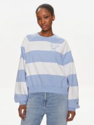 Tommy Jeans Bluza Letterman DW0DW17789 Niebieski Relaxed Fit. Niebieskie bluzy Tommy Jeans, xl, bez wzorów, z bawełny, bez ramiączek, bez kaptura. Za 309.99 zł.