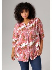 Aniston Bluzka w kolorze szaroróżowo-białym rozmiar: 46. Białe bluzki Aniston, bez wzorów, z wiskozy, retro, bez kołnierzyka, bez ramiączek. Za 95.99 zł.