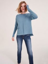 Heine Sweter w kolorze niebieskim rozmiar: 40/42. Niebieskie swetry Heine, bez wzorów, bez ramiączek. Za 43.99 zł.