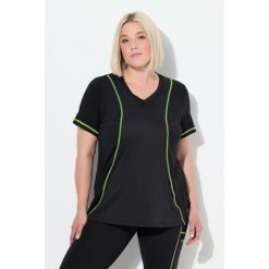 Damskie Bluzka funkcyjna odblask dekolt w szpic rękaw 1/2 z recyklingu. Czarne t-shirty sportowe Ulla Popken, plus size, bez wzorów, z elastanu, bez ramiączek. Za 199.99 zł.