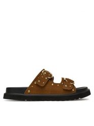 DeeZee Klapki 86009-13 Brązowy. Brązowe klapki DeeZee, bez wzorów, z materiału, bez obcasa, bez zapięcia. Za 125.99 zł.