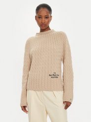 Tommy Hilfiger Sweter WW0WW42144 Beżowy Relaxed Fit. Brązowe swetry Tommy Hilfiger, xxl, bez wzorów, z wełny, bez ramiączek. Za 509.99 zł.