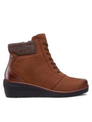 Go Soft Trzewiki WI23-WARUNA-01 Brązowy. Brązowe botki GO SOFT, bez wzorów, ze skóry, bez obcasa, na koturnie, bez zapięcia. Za 169.99 zł.