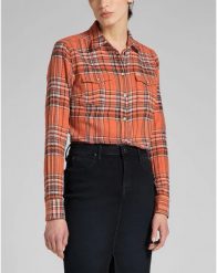 LEE REGULAR WESTERN SHIR DAMSKA KOSZULA MATERIAŁOWA Z DŁUGIM RĘKAWEM MATERIAŁ LOGO DESERT ORANGE L45SXGOB 112140160. Pomarańczowe koszule Lee, l, bez wzorów, z materiału, bez kołnierzyka, bez ramiączek. Za 129.99 zł.