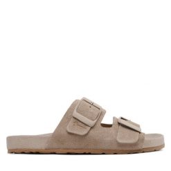 Klapki Manebi. Brązowe klapki Manebi, bez wzorów, bez obcasa, bez zapięcia. Za 749.99 zł.