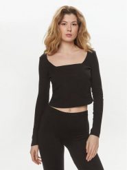 Brave Soul Bluzka LLT-618NYLO Czarny Straight Fit. Czarne bluzki Brave Soul, s, bez wzorów, z bawełny, bez kołnierzyka, bez ramiączek. Za 19.99 zł.