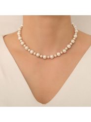 WOOW Pozłacany naszyjnik - dł. 45 cm rozmiar: onesize. Białe naszyjniki WOOW, z materiału, z perłą, pozłacane. Za 74.46 zł.
