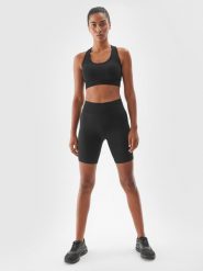 4F Legginsy kolarki treningowe damskie - czarne M/L. Czarne legginsy 4f, l, bez wzorów, z dzianiny, z podwyższonym stanem, na fitness i siłownię. Za 119.99 zł.