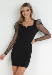 Czarna Sukienka Sertilia. Czarne sukienki Born2be, l, bez wzorów, z dzianiny, eleganckie, bez kołnierzyka, bez ramiączek, midi. W wyprzedaży za 66.49 zł.