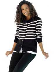 Heine Kardigan w kolorze antracytowo-białym rozmiar: 40. Czarne swetry Heine, bez wzorów, bez ramiączek. Za 56.99 zł.