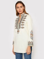 Tory Burch Tunika Embroidered 87518 Beżowy Relaxed Fit. Brązowe tuniki Tory Burch, s, bez wzorów, z bawełny, bez kołnierzyka, bez ramiączek. Za 1,009.00 zł.
