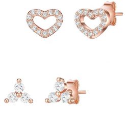 Lulu & Jane Komplet (2 kolczyki) Serce Mosiadz Różowy złoty Kolczyki 1 ct Damski. Czerwone kolczyki Lulu & Jane, z cyrkonią, pozłacane. Za 149.99 zł.