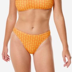 Dół kostiumu kąpielowego damski Decathlon Nina Keyshot. Brązowe bikini Decathlon, bez wzorów, z elastanu, klasyczne. Za 39.99 zł.