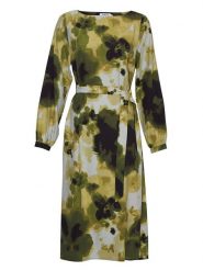 MOSS COPENHAGEN Sukienka "Daniella Diena" ze wzorem rozmiar: XS. Zielone sukienki Moss Copenhagen, na co dzień, s, bez wzorów, z wiskozy, bez kołnierzyka, bez ramiączek, midi, proste. Za 118.84 zł.