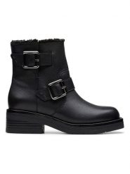 Clarks Skórzane botki "Rebelle" w kolorze czarnym rozmiar: 40. Czarne botki Clarks, bez wzorów, bez obcasa, bez zapięcia. Za 339.00 zł.
