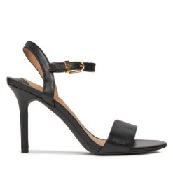 Sandały LAUREN RALPH LAUREN. Czarne sandały Lauren Ralph Lauren, bez wzorów, bez obcasa, na szpilce, bez zapięcia. Za 599.99 zł.