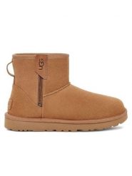 UGG Skórzane botki "Clasic Mini Bailey" w kolorze jasnobrązowym rozmiar: 40. Brązowe botki UGG, bez wzorów, z wełny, bez obcasa, bez zapięcia. Za 567.00 zł.