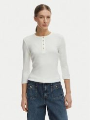 Tommy Hilfiger Bluzka WW0WW49629 Écru Slim Fit. Białe bluzki Tommy Hilfiger, l, bez wzorów, z bawełny, bez kołnierzyka, bez ramiączek. Za 329.99 zł.