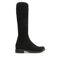 Kozaki Caprice. Czarne kozaki Caprice, bez wzorów, bez obcasa, na płaskiej podeszwie, bez zapięcia. Za 379.99 zł.