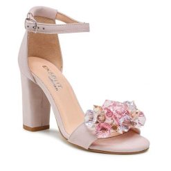 Sandały Eksbut. Czerwone sandały Eksbut, bez wzorów, bez obcasa, na słupku, bez zapięcia. Za 209.99 zł.