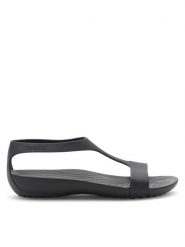 Crocs Sandały SERENA SANDAL 205469-060 Czarny. Czarne sandały Crocs, bez wzorów, z tworzywa sztucznego, bez obcasa, na płaskiej podeszwie, bez zapięcia. Za 149.99 zł.