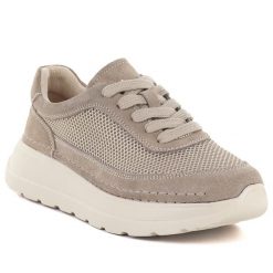 Skórzane półbuty damskie na platformie beżowe T.Sokolski W26-241. Brązowe półbuty wsuwane T.Sokolski, bez wzorów, ze skóry, bez obcasa, na platformie. Za 219.99 zł.