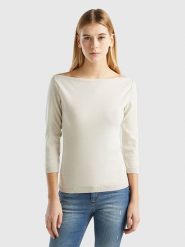 Benetton Sweter w kolorze beżowym rozmiar: XL. Brązowe swetry Benetton, xl, bez wzorów, z bawełny, bez ramiączek. Za 88.23 zł.