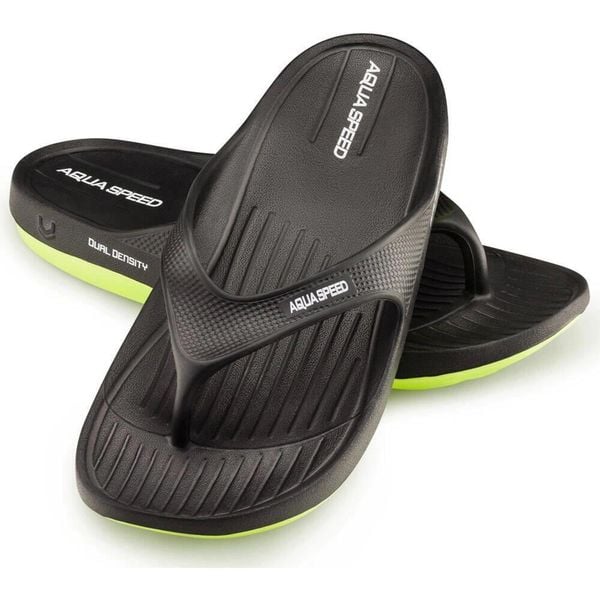 Klapki basenowe japonki Aqua Speed Alcano. Czarne japonki Aqua-Speed, bez wzorów, sportowe, bez obcasa, bez zapięcia. Za 59.90 zł.