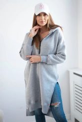 Bluza ocieplana z rozcięciami na bokach szara. Szare bluzy KESI, l, bez wzorów, z bawełny, bez ramiączek, bez kaptura. Za 284.37 zł.
