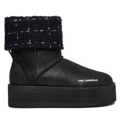 Śniegowce KARL LAGERFELD. Czarne śniegowce KARL LAGERFELD, bez wzorów, bez zapięcia. Za 779.99 zł.
