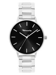 Tamaris Zegarek kwarcowy w kolorze srebrno-czarnym rozmiar: onesize. Szare, analogowe zegarki Tamaris, metalowe. Za 173.99 zł.