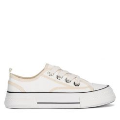 Trampki DeeZee. Białe trampki DeeZee, bez wzorów, bez zapięcia. Za 79.99 zł.
