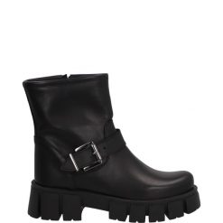 CZARNE BOTKI 405S PELLE NERO. Czarne botki Venezia, bez wzorów, ze skóry, bez obcasa, bez zapięcia. Za 279.00 zł.