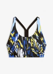 Sportowy biustonosz bikini bustier z szybkoschnącego materiału. Czarne bikini bonprix, bez wzorów, sportowe. Za 89.99 zł.