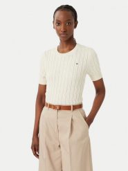 Tommy Hilfiger Sweter WW0WW38744 Kremowy Regular Fit. Białe swetry Tommy Hilfiger, xl, bez wzorów, z bawełny, bez ramiączek. Za 418.99 zł.
