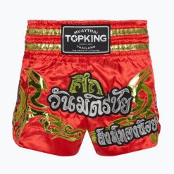 Spodenki treningowe Top King Kickboxing. Czerwone szorty sportowe TOP KING, bez wzorów, z materiału, na fitness i siłownię. Za 239.99 zł.