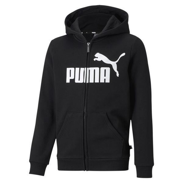 Młodzieżowa bluza z kapturem z dużym logo Essentials PUMA Black. Czarna bluzy Puma, m, bez wzorów, z kapturem, na jogę i pilates. W wyprzedaży za 155.10 zł.